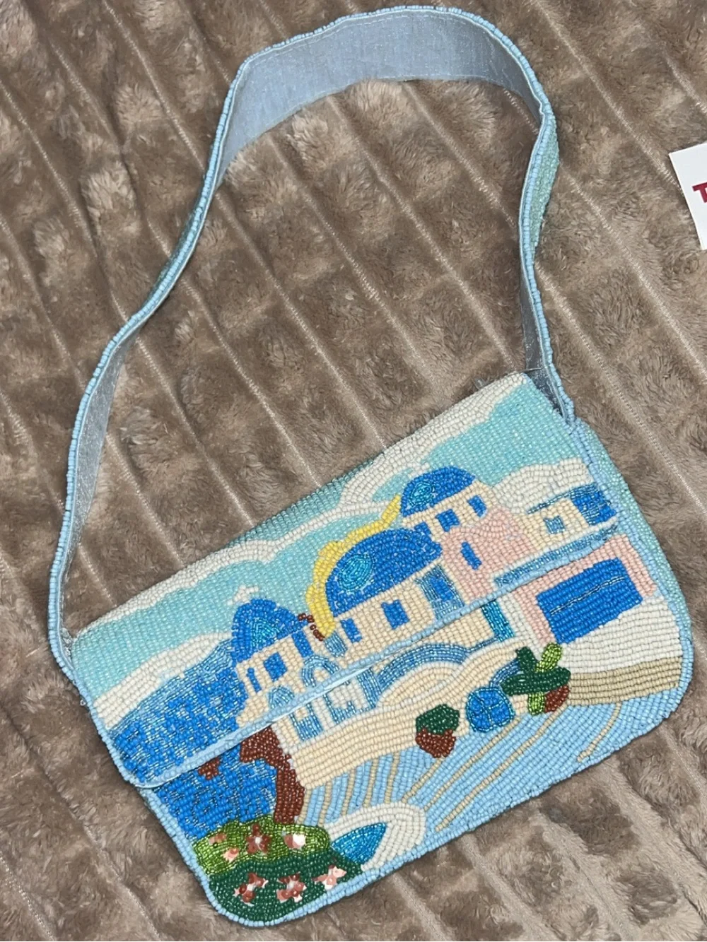 NWT Beaded- From India to you- GREECE/ITALY/SPAIN scene shoulder bag